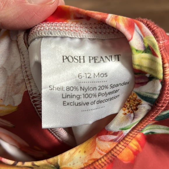 Posh Peanut 6-12 Months Swim Suit Rash Guard Long Sleeve Floral Fruit - Picture 3 of 4